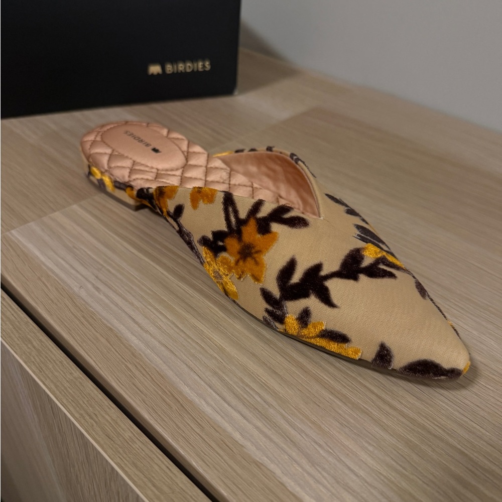 Birdies Women's Floral Flats - Yellow and Brown